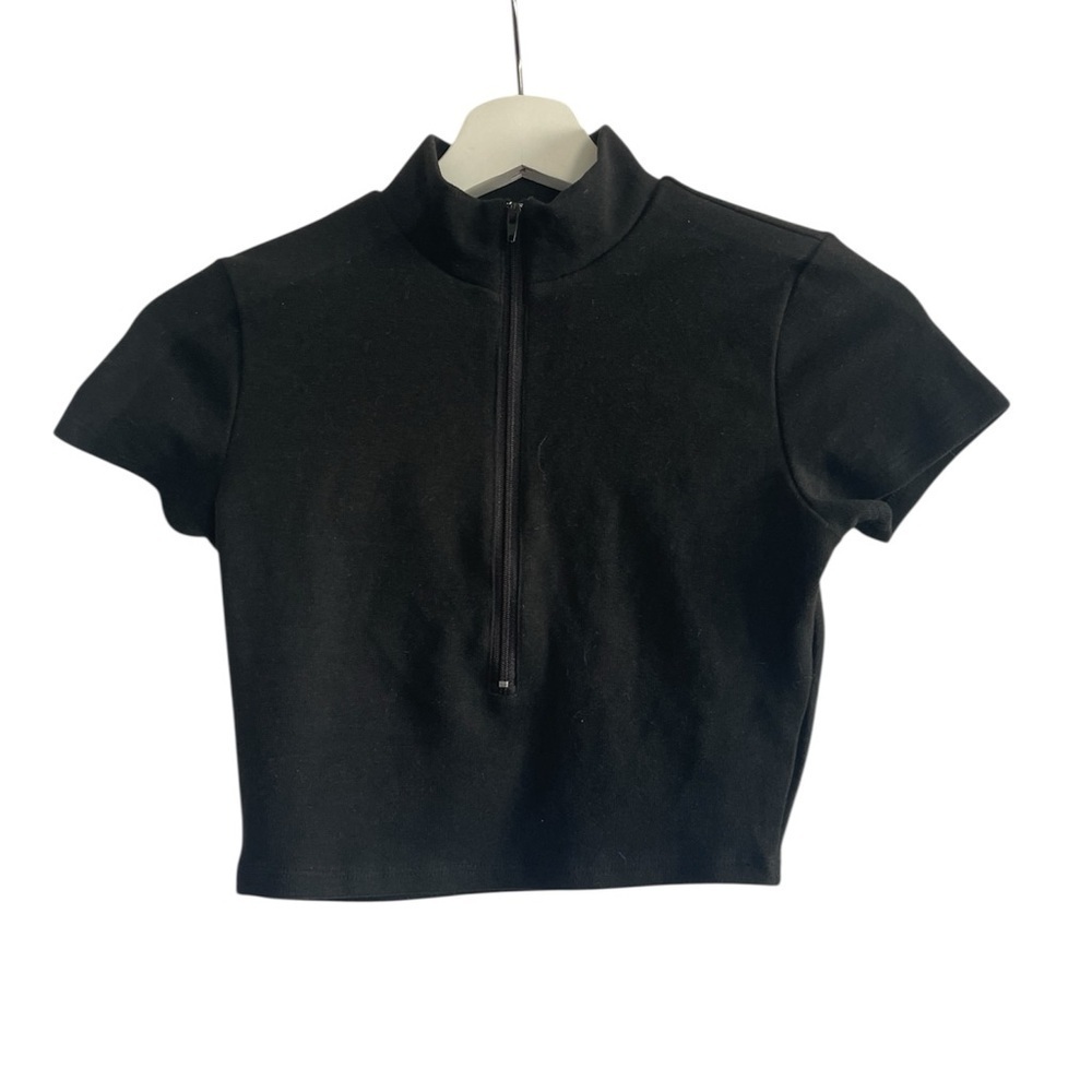 Candidly Chaw Black Half-Zip Women's Top Size XS